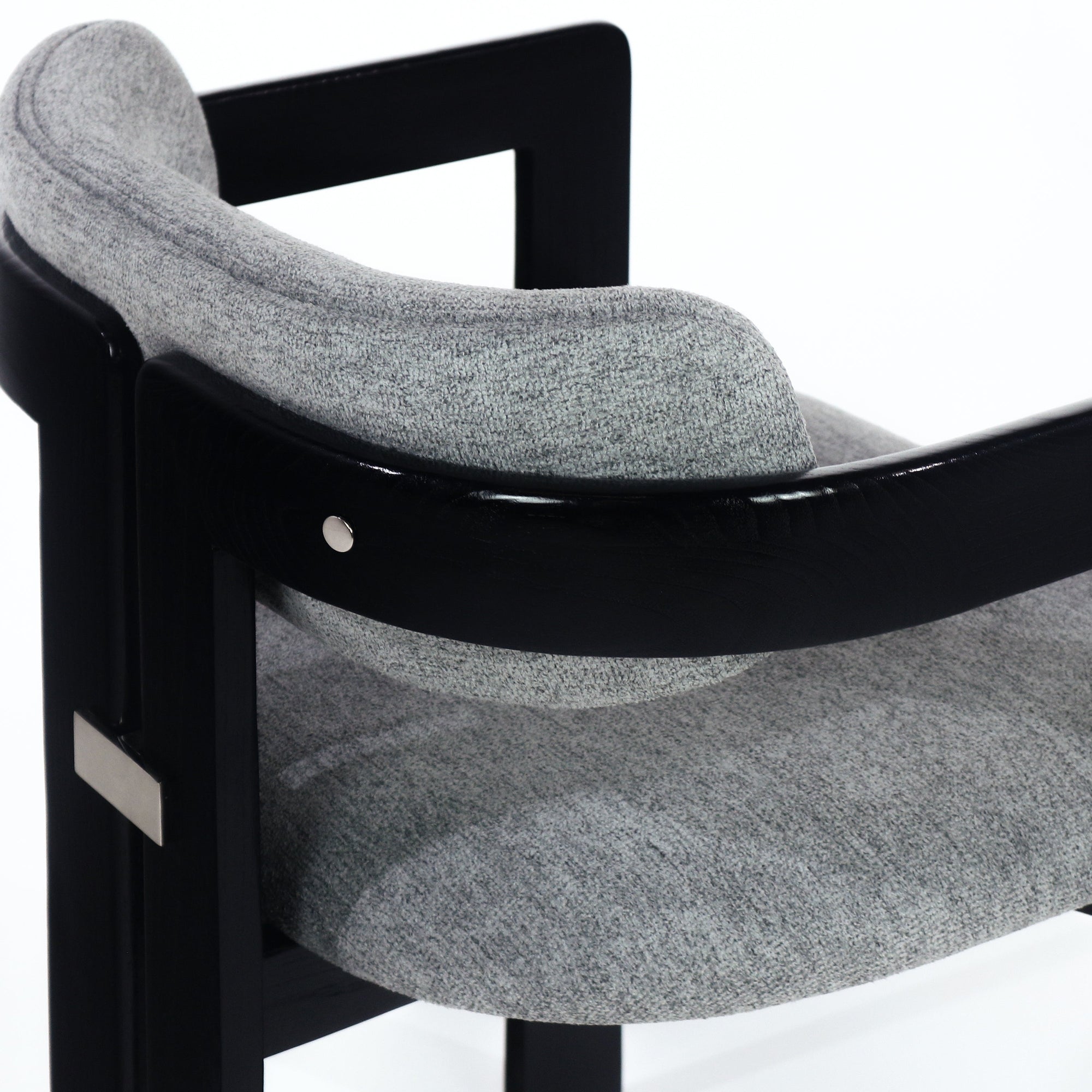 Silla de Comedor Pamplona Negro, Inoxidable y Boucle Gris - INTERIORTONIC