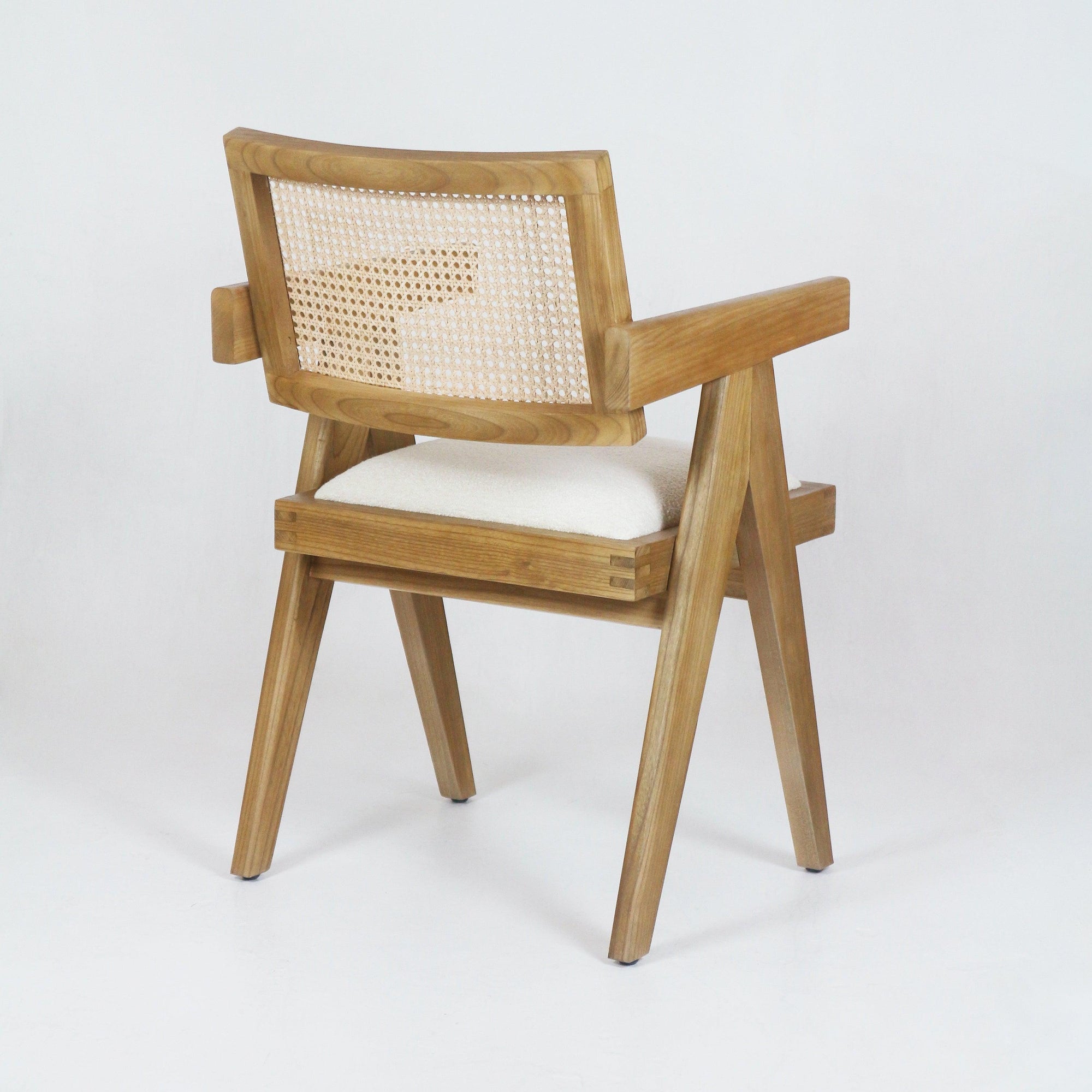 Chaise de salle à manger ou de bureau tapissée Jeanneret Frêne massif - INTERIORTONIC