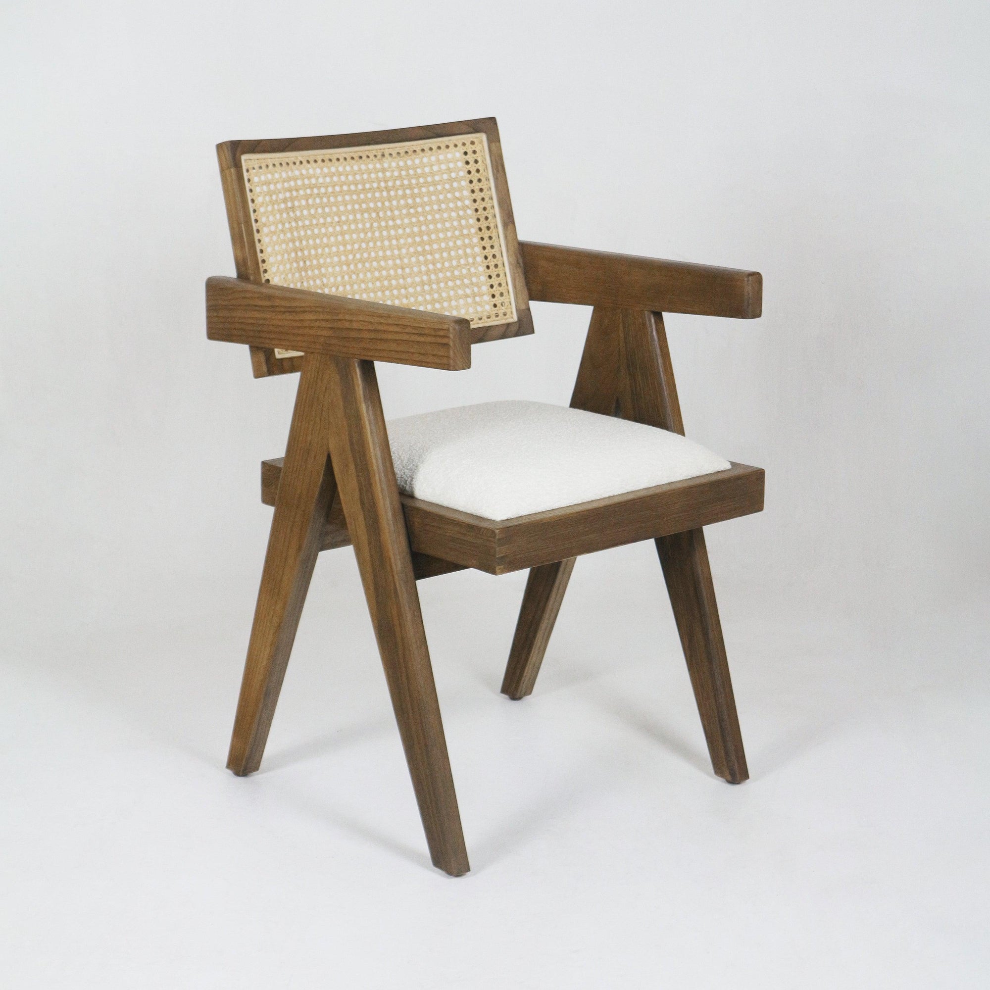 Chaise de salle à manger ou de bureau tapissée Jeanneret Frêne massif - INTERIORTONIC