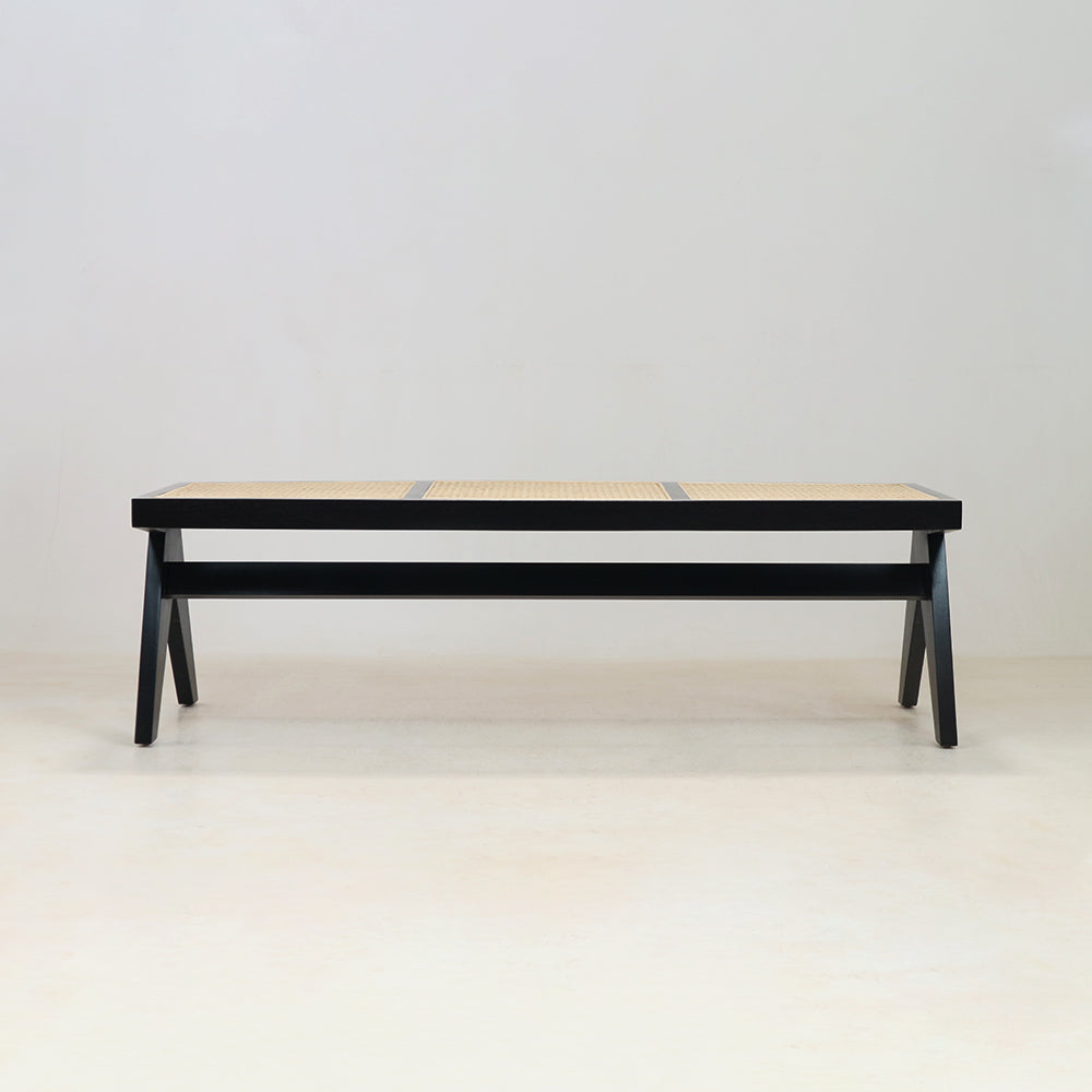 Banc en rotin Pierre Jeanneret