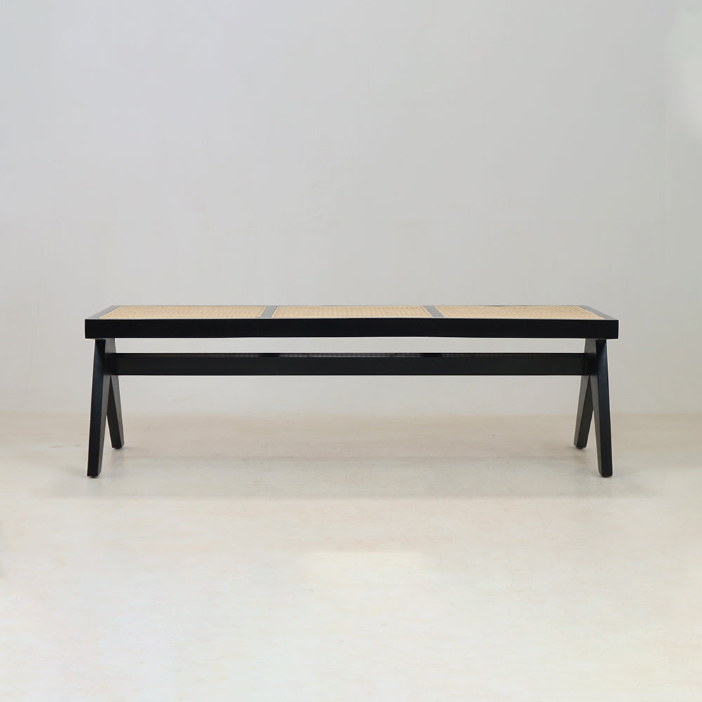 Banc en rotin Pierre Jeanneret