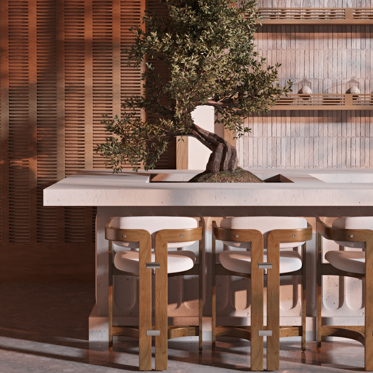 Tabouret de bar et de comptoir Pamplona en teck pour l'extérieur - INTERIORTONIC