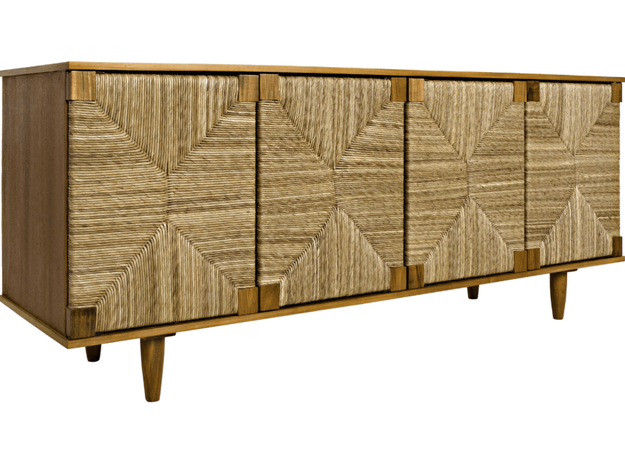 Buffet Pho en bois massif et rotin - INTERIORTONIC