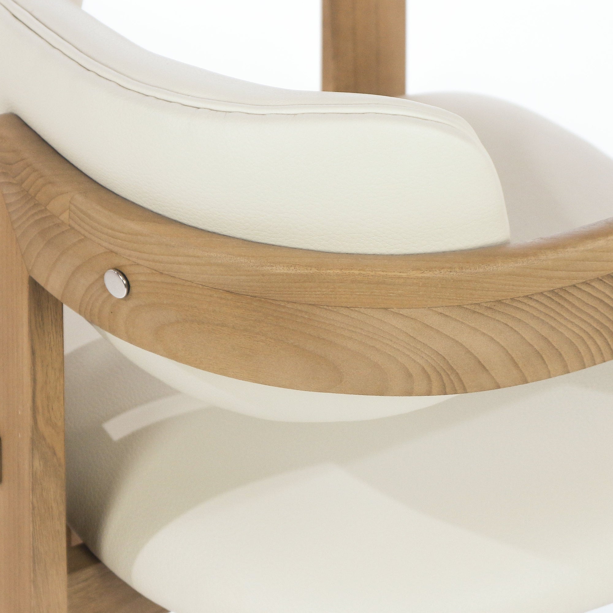 Chaise de salle à manger Pamplona en teck et cuir beige - INTERIORTONIC